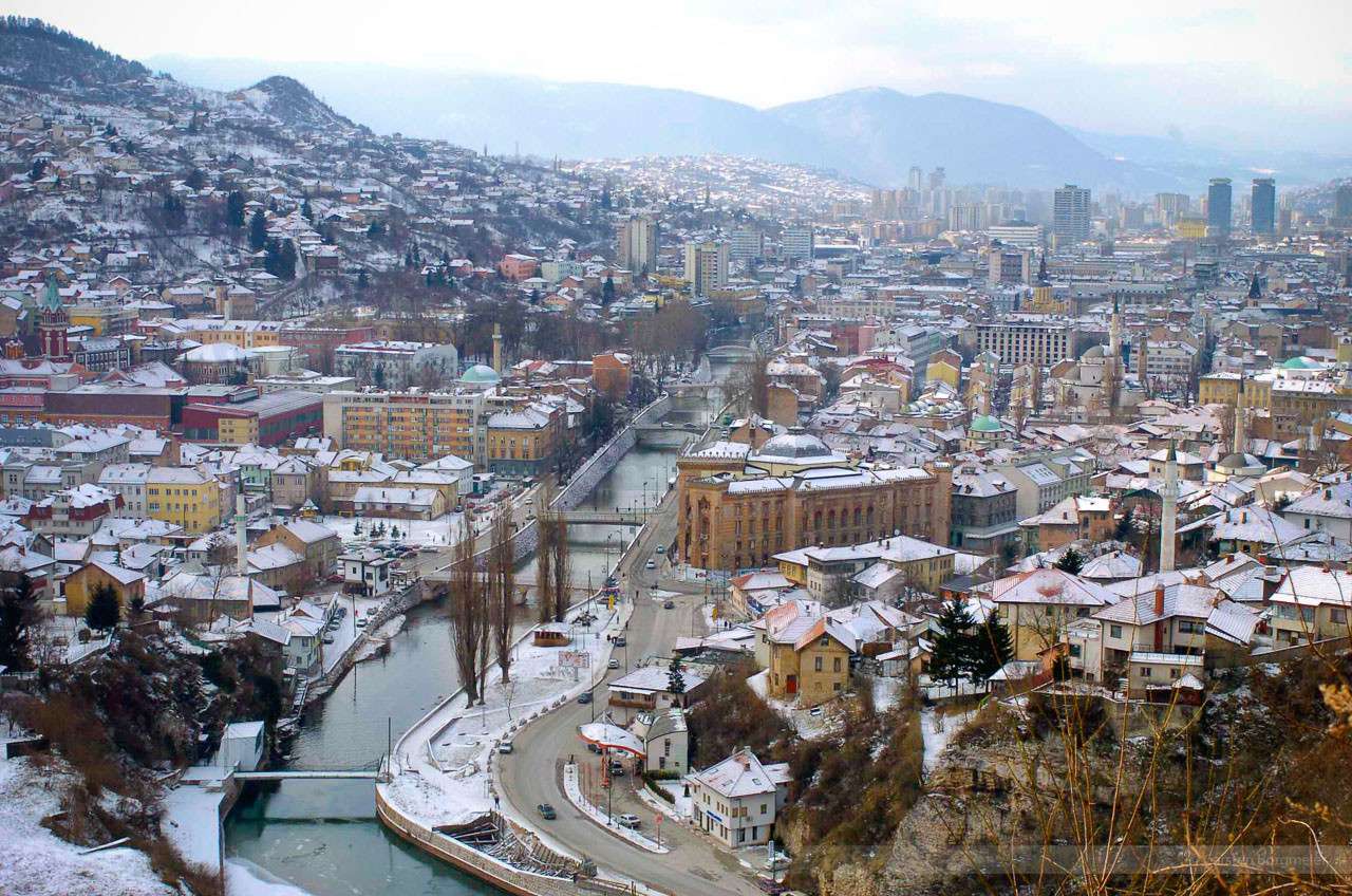 Blick auf Sarajevo, Bosnien-Herzegowina, Februar 2006